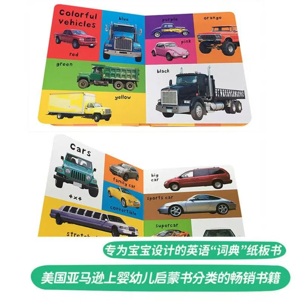 First 100 English Words Cardboard Book Language Learning Aids Vocabulary Building Bedtime Reading Learn to Read for Preschool