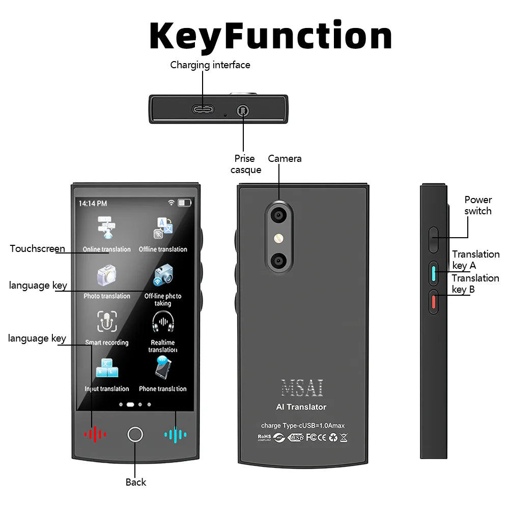 MSAI T26 160 Languages Voice Translator Online Photo 75 Languages Audio Translate 115 Offline Real Time Translation for Travel