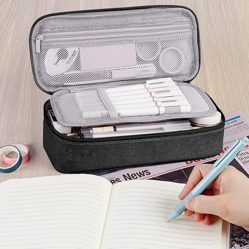 Portable pencil case, large capacity pencil case stationery pencil case, large capacity storage bag pouch holder box organiser