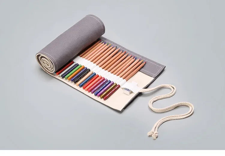 1PC Canvas pencil case - Simple and atmospheric design, colorful lead sketch pencil case for artists students and offices to use