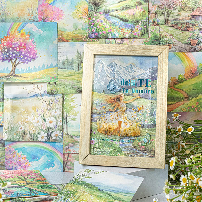 Material Paper 30 sheets/bag Spring Watercolour Landscape Handbook Stationery DIY Handmade & Scrapbook Journal Decoration