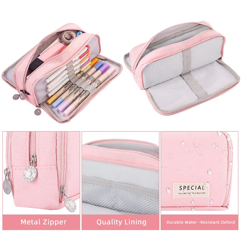 New extra large capacity portable pencil case, simple aesthetics lightweight and durable, ideal for students and offices