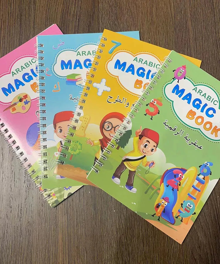 4pcs Portuguese Magic Practice Copybook Pen Preschools Kids Calligraphy Notebook Children Reusable  Writing Book Age 3-8