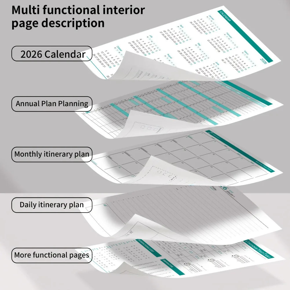 2026 Planner, Self-Discipline Calendar Planner, Weekly & Monthly Planner Layouts, 360-Page Daily Organizer,Portable Planner Book