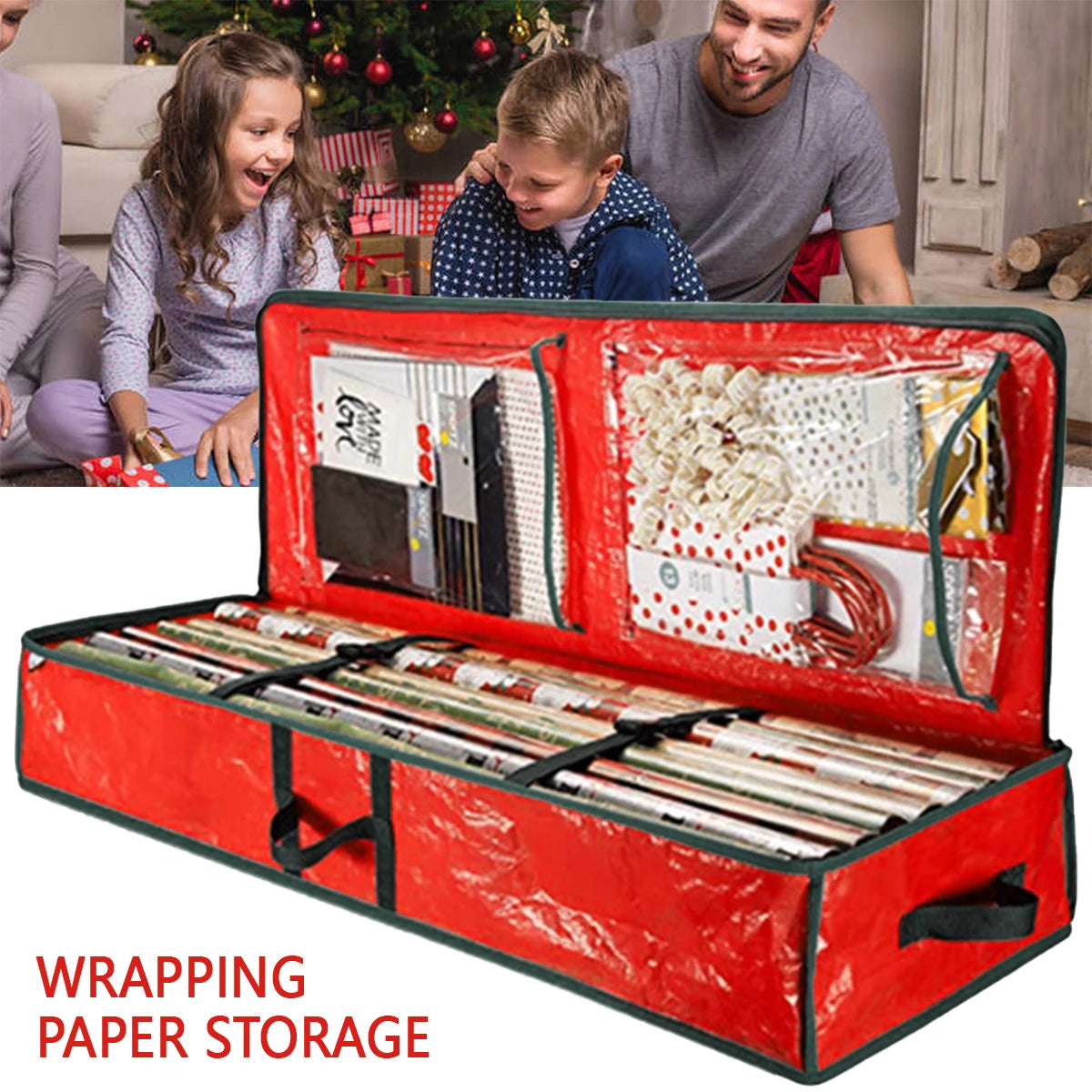 Wrapping Paper Organizer Zippered Gift Wrap Dustproof Waterproof Containers 600D Oxford Cloth Bags For Christmas Gift Large