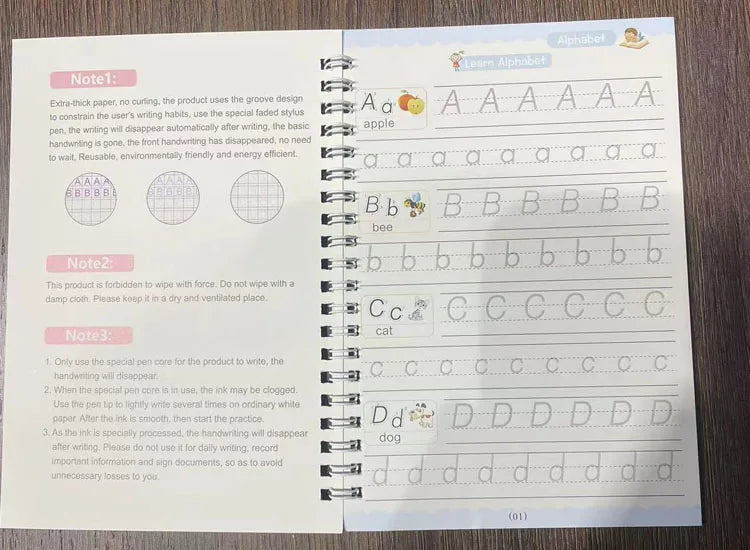 4pcs Portuguese Magic Practice Copybook Pen Preschools Kids Calligraphy Notebook Children Reusable  Writing Book Age 3-8