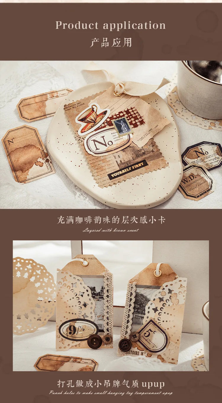 65 pcs/pack Coffee stain Style Decorative paper handmade DIY Diary Scrapbooking Background paper craft paper