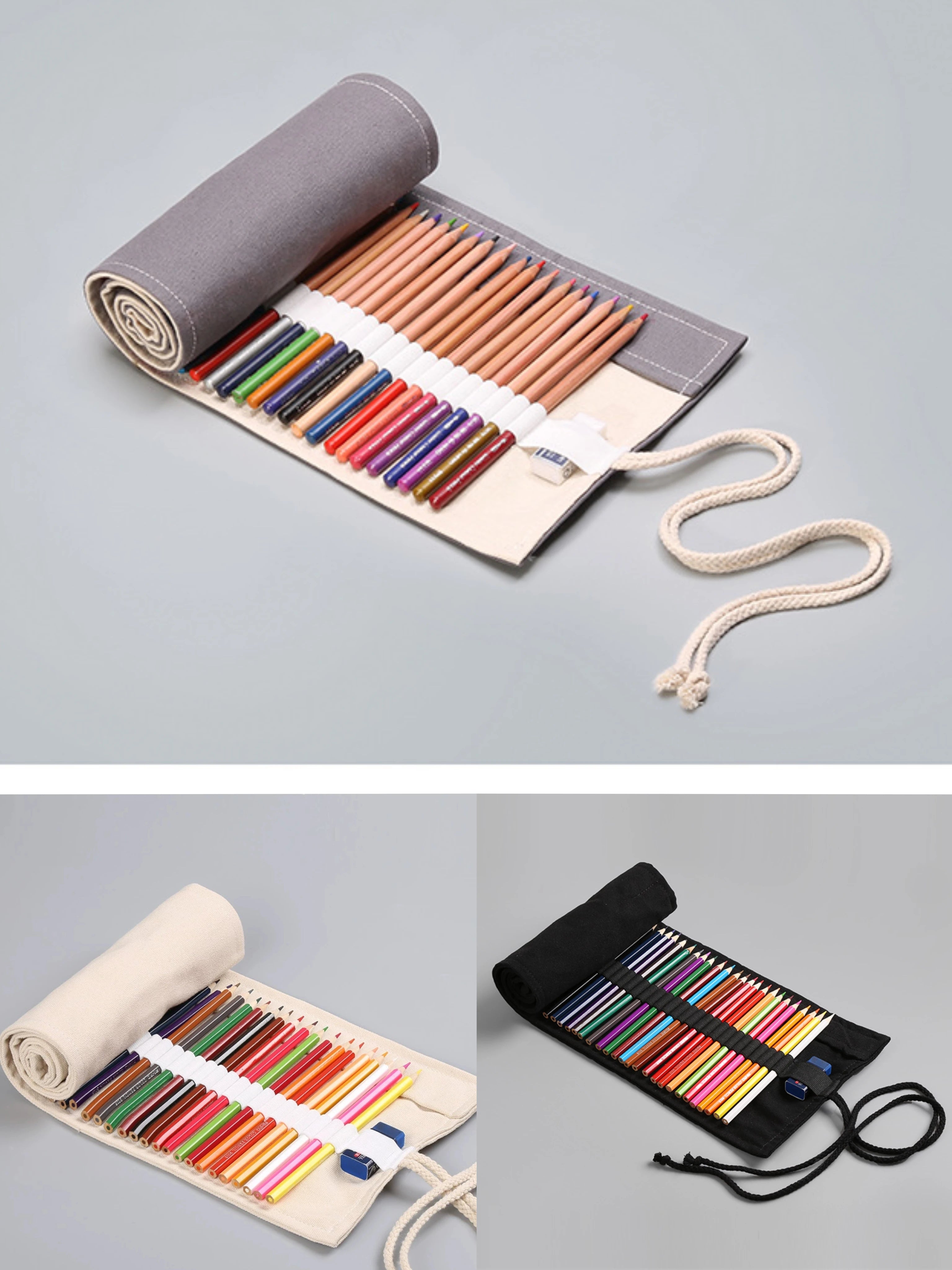 1PC Canvas pencil case - Simple and atmospheric design, colorful lead sketch pencil case for artists students and offices to use