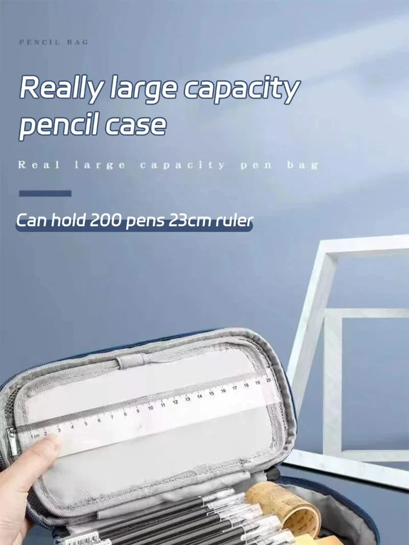 Pen Storage Bag Pencil Case 4 Layer Large Capacity Cosmetic High Quality Study Supplies Simple Student Stationary Boxes