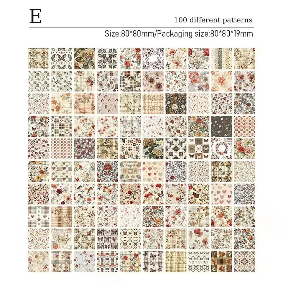100pcs Vintage Paper Multi Style Deco Retro Stationery Supplies Writing Paper Junk Journal Label Scrapbooking Material Supplies