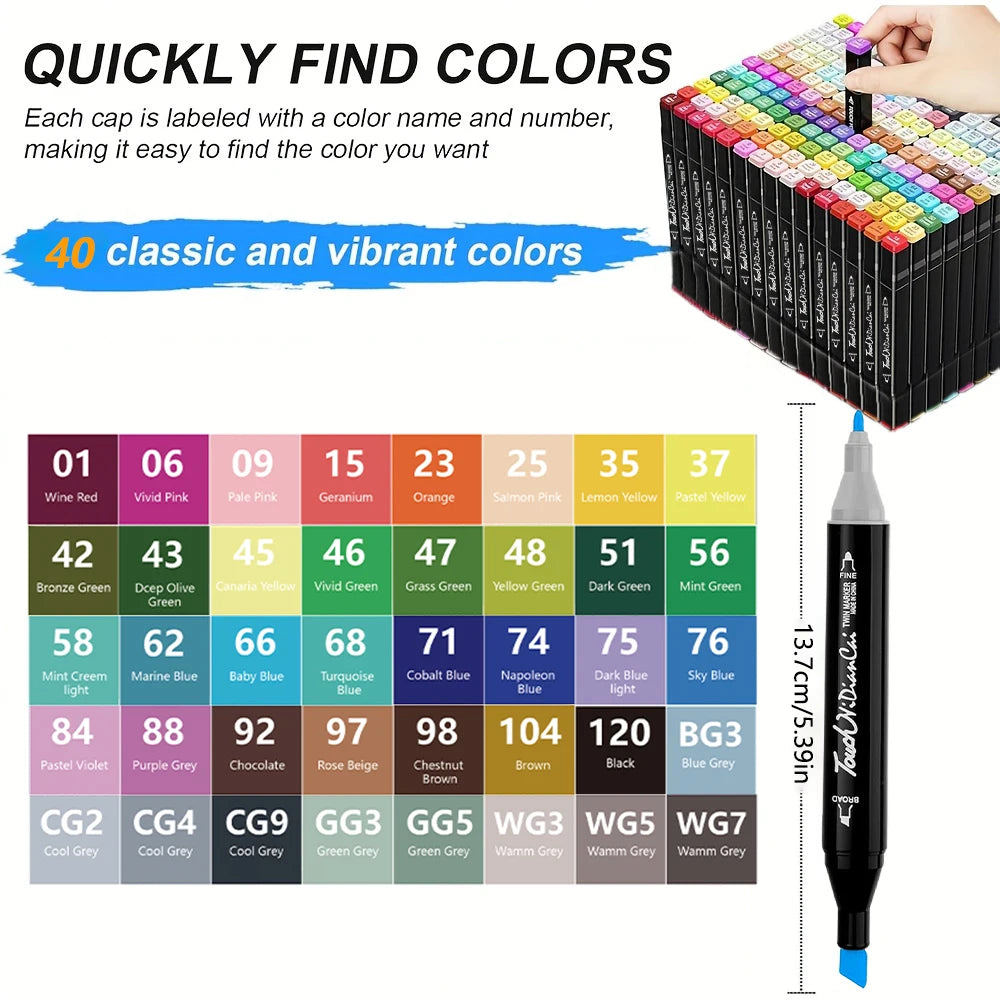24-168 Colors Alcohol Felt Markers Pens Dual Tip Permanent Artist Art School Supplies Manga Sketching Markers Student Gift