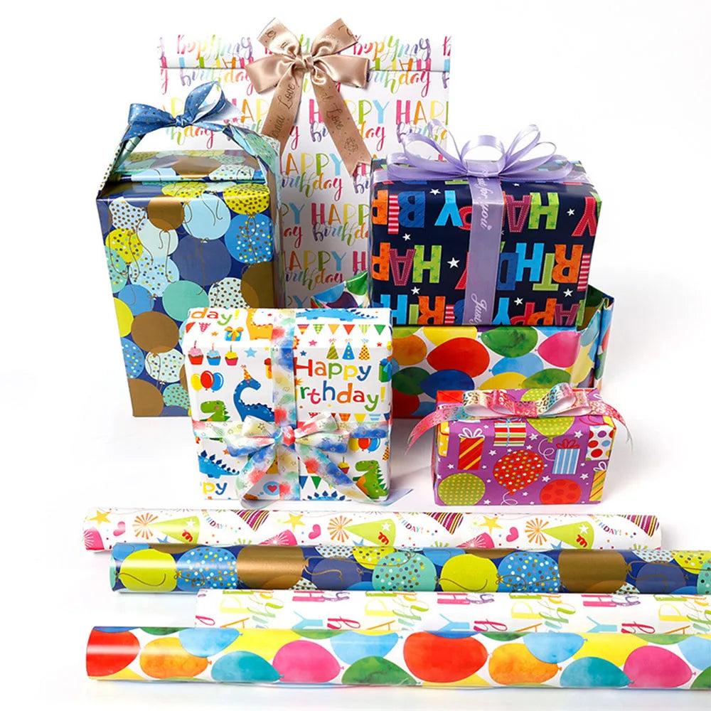 16in x 118in Wrapping Paper DIY For Wrapped Christmas Birthday Present Moving Decorative Gift Black White Packing Craft Material