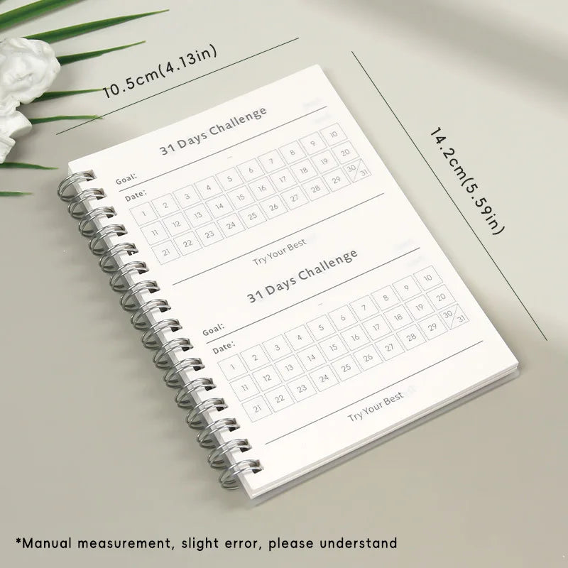 31 Days Planner Daily Challenge Notepad Self-Discipline Checklist Self-adhesive Memo Pads Mini Pocket Checklist Writing Pads