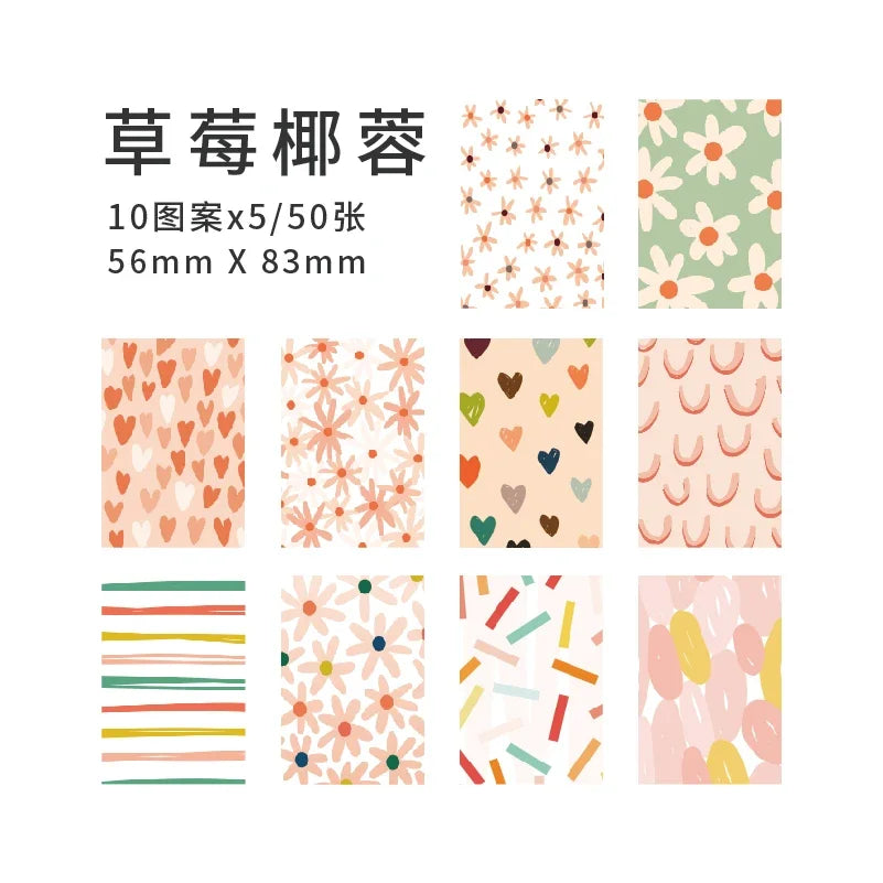Journamm 50pcs Vintage Material Paper Cute Stationery Scrapbooking Cards for Journaling Project DIY Background Writable Paper