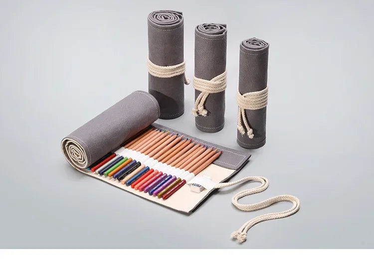 1PC Canvas pencil case - Simple and atmospheric design, colorful lead sketch pencil case for artists students and offices to use