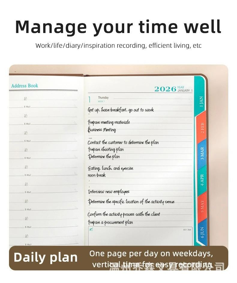 2026 Planner, Self-Discipline Calendar Planner, Weekly & Monthly Planner Layouts, 360-Page Daily Organizer,Portable Planner Book