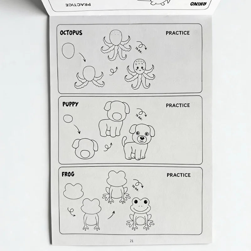 96 Animal Patterns, 32 Pages, Learn To Draw Animals, How To Draw: Teaching Drawing Book, Simple 4 Steps To Complete Drawing