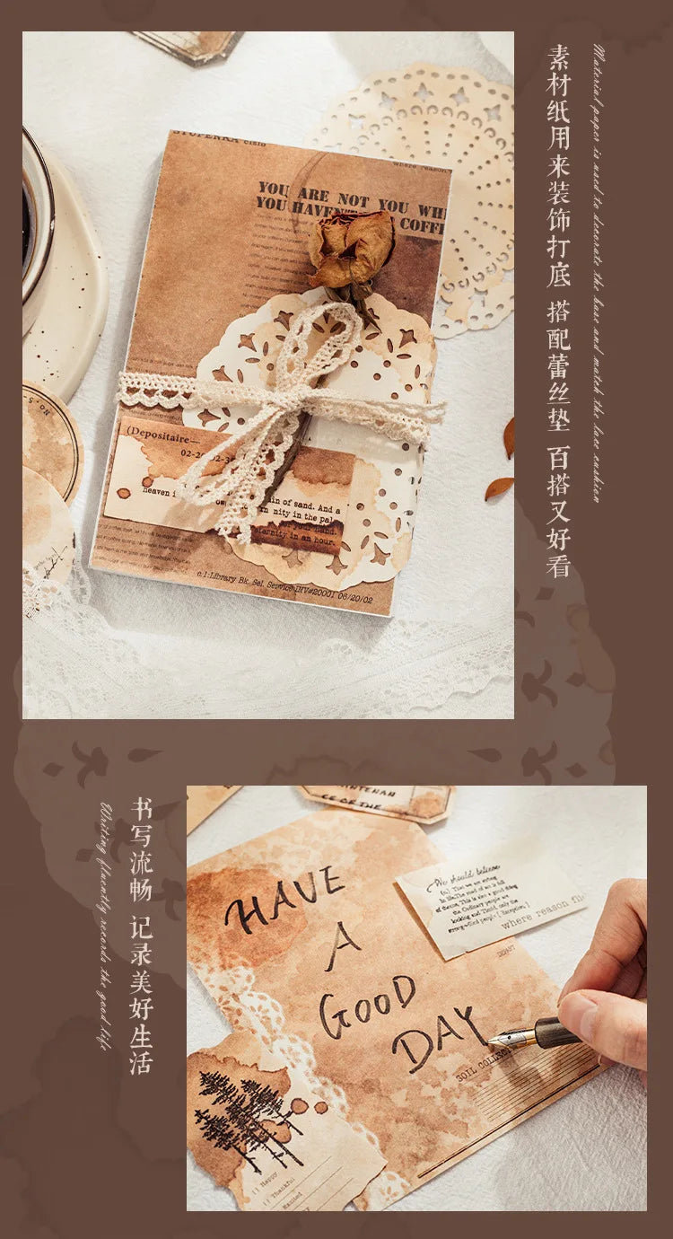 65 pcs/pack Coffee stain Style Decorative paper handmade DIY Diary Scrapbooking Background paper craft paper