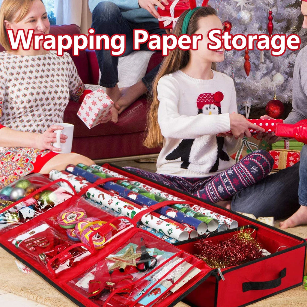 Gift Wrapping Paper Storage Bag Waterproof Christmas Gift Wrap Organizer Bag Large Capacity Container Box for Wrapping Supplies