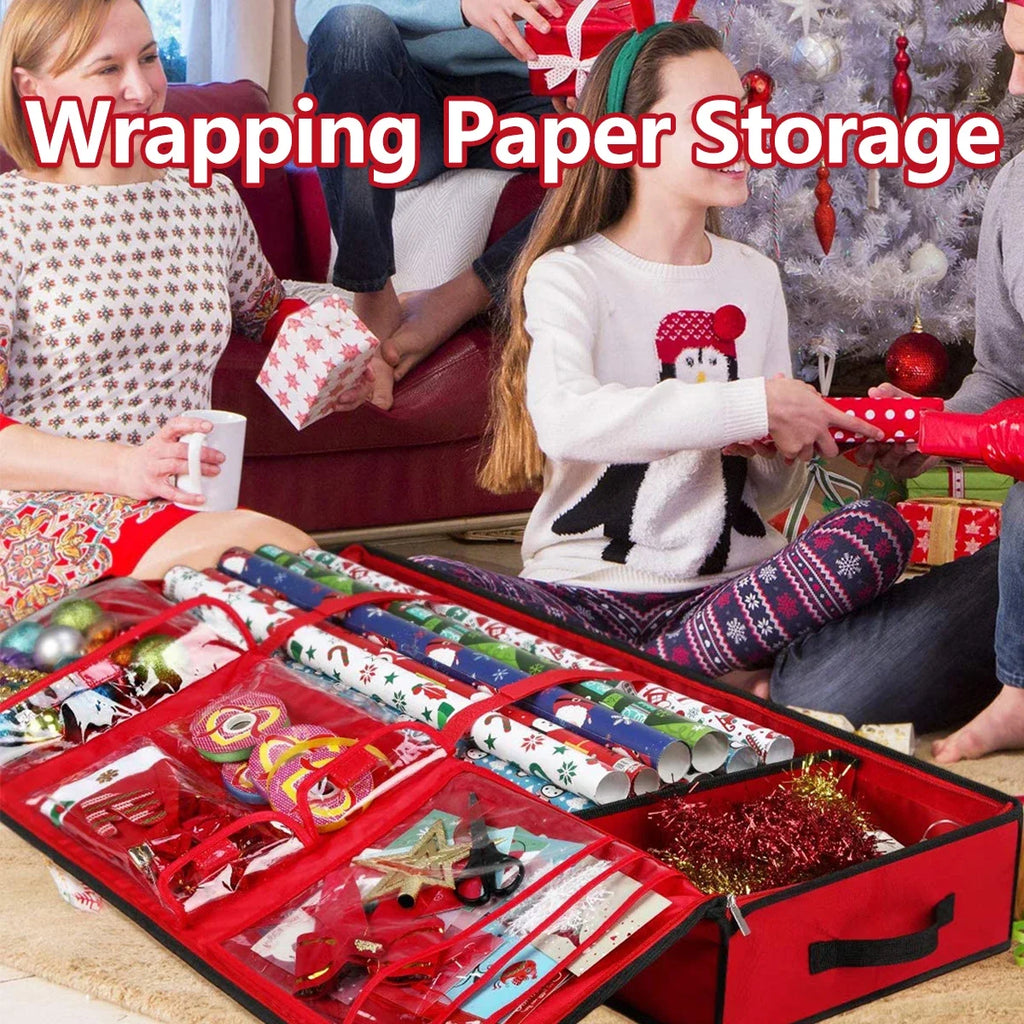 Gift Wrapping Paper Storage Bag Waterproof Christmas Gift Wrap Organizer Bag Large Capacity Container Box for Wrapping Supplies