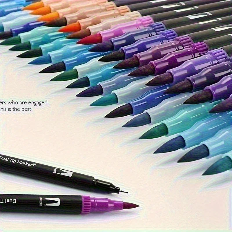 Vibrant Double-Ended Watercolor Markers – Art Set for Drawing & Crafts, Durable Plastic Bodies, Christmas Gift