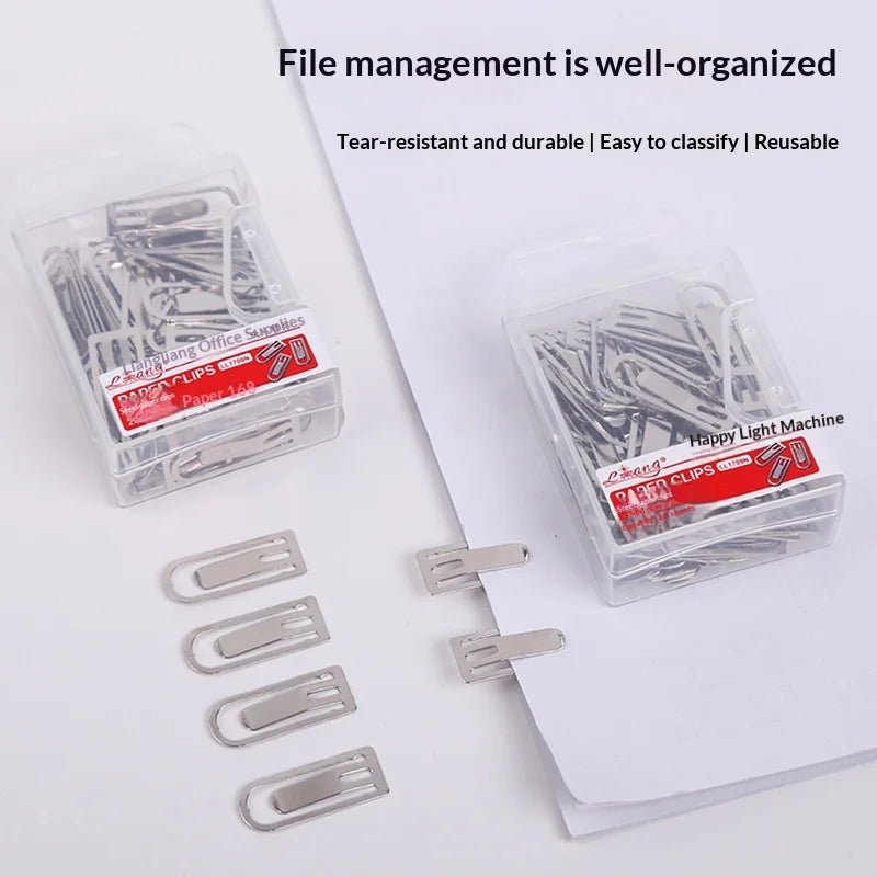 Cute Metal Paper Clip Office Supplies Creative Color Stationery Silver Folder File Folder Pin Bookmark Creative Stationery