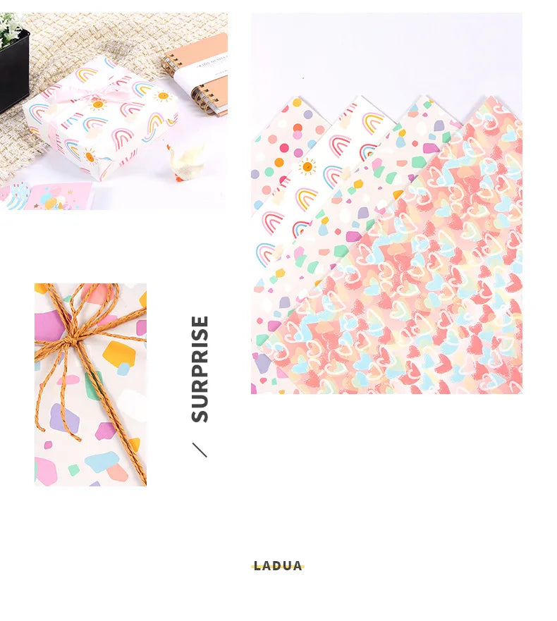 Fold 50*70cm Gift Wrapping Paper Christmas Gift Love Rainbow Gravel Valentine's Day Gift Paper Wrapper Wholesale Paper Craft