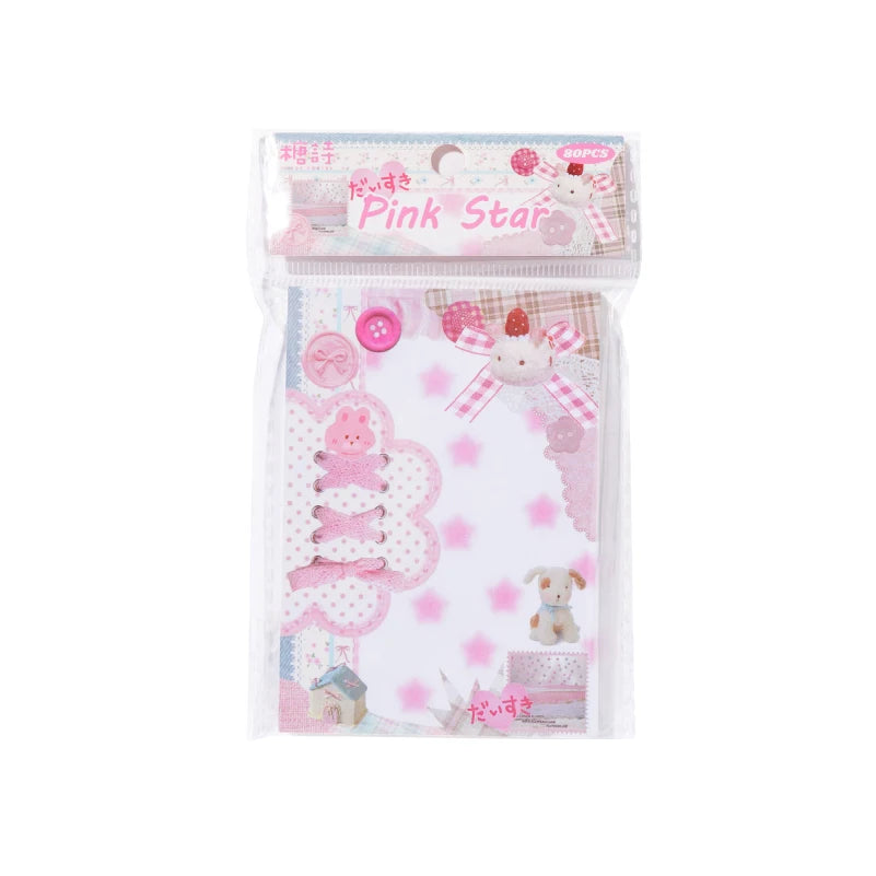 80pcs/pack Kawaii Japanese Stationery Student Message Memo Sticky Paper Scrapbook Background Paper School Office Supplies