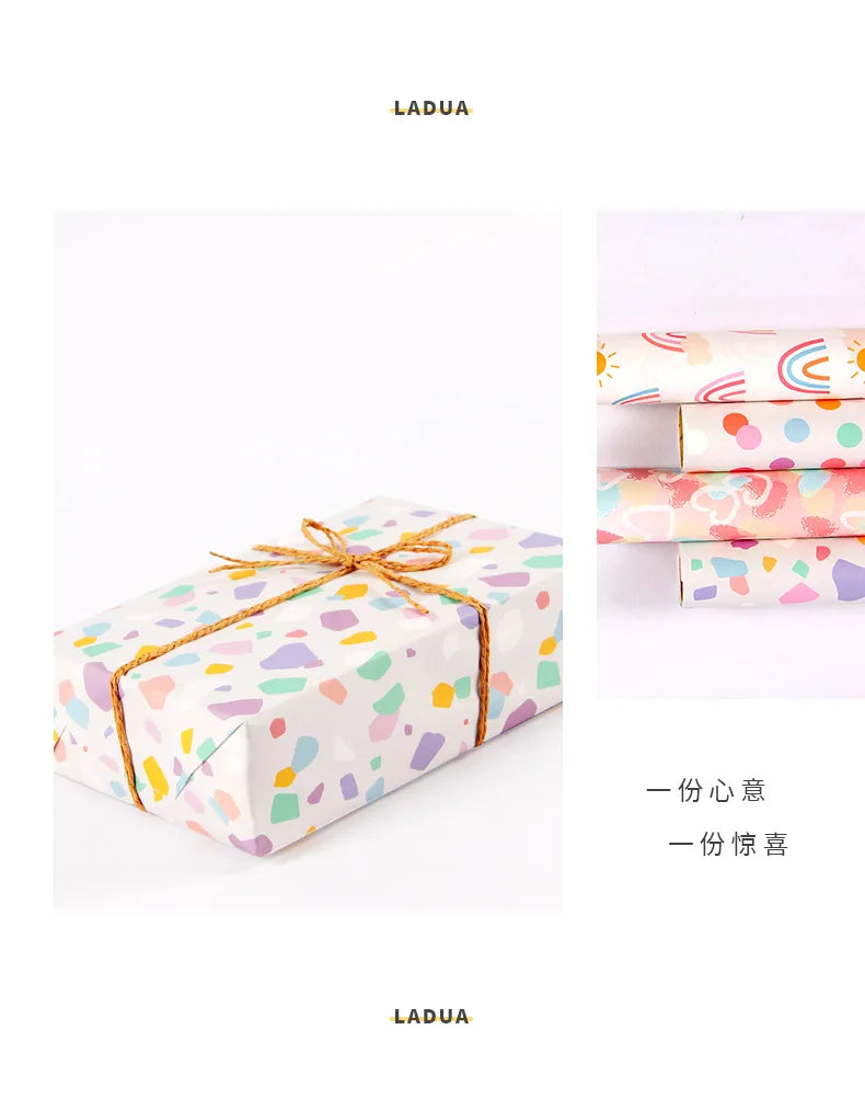 Fold 50*70cm Gift Wrapping Paper Christmas Gift Love Rainbow Gravel Valentine's Day Gift Paper Wrapper Wholesale Paper Craft