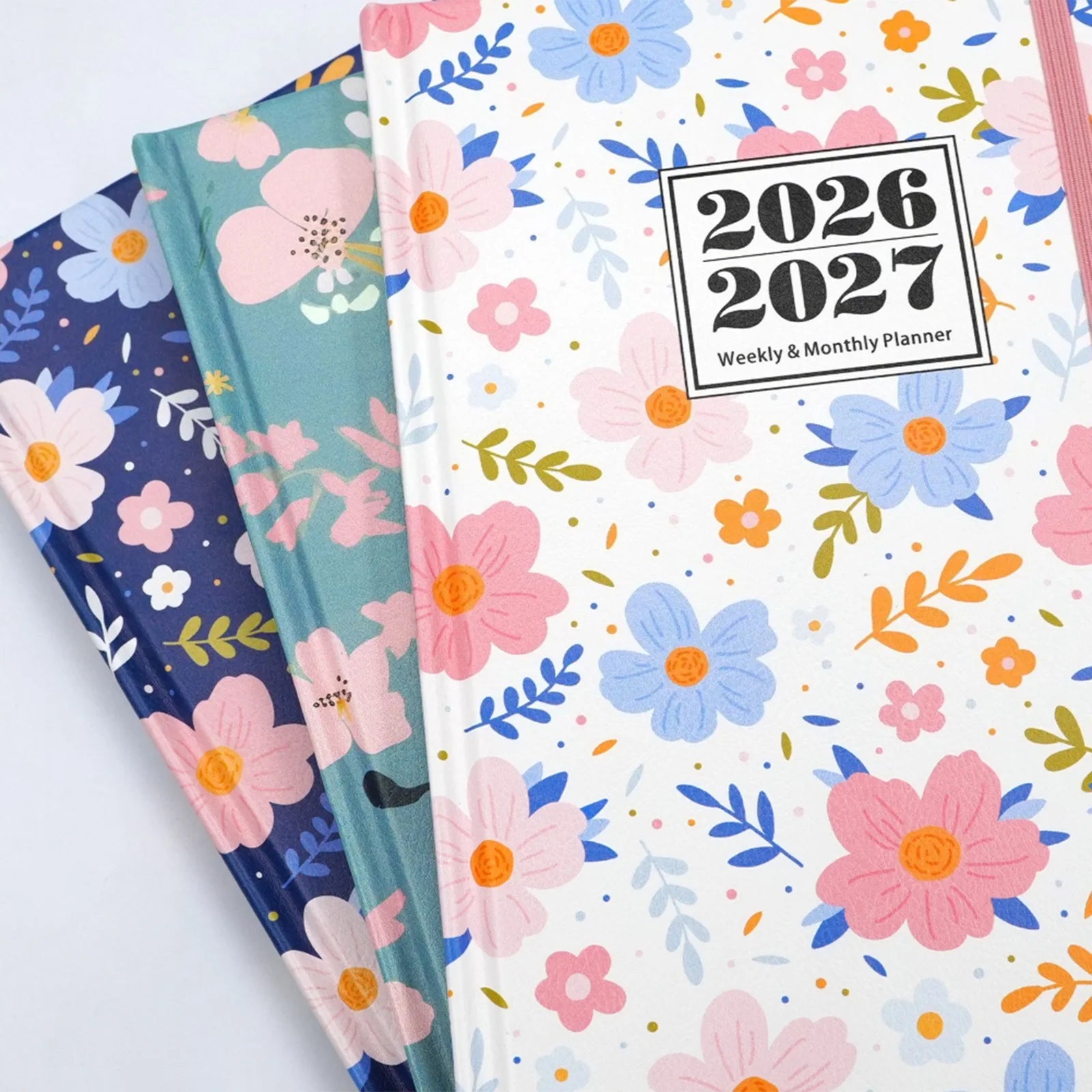 2026 2027 Floral Print Planner Weekly Monthly A5 Size 144 Pages Notebook Academic Daily Yearly Schedule Calendar Flower Design