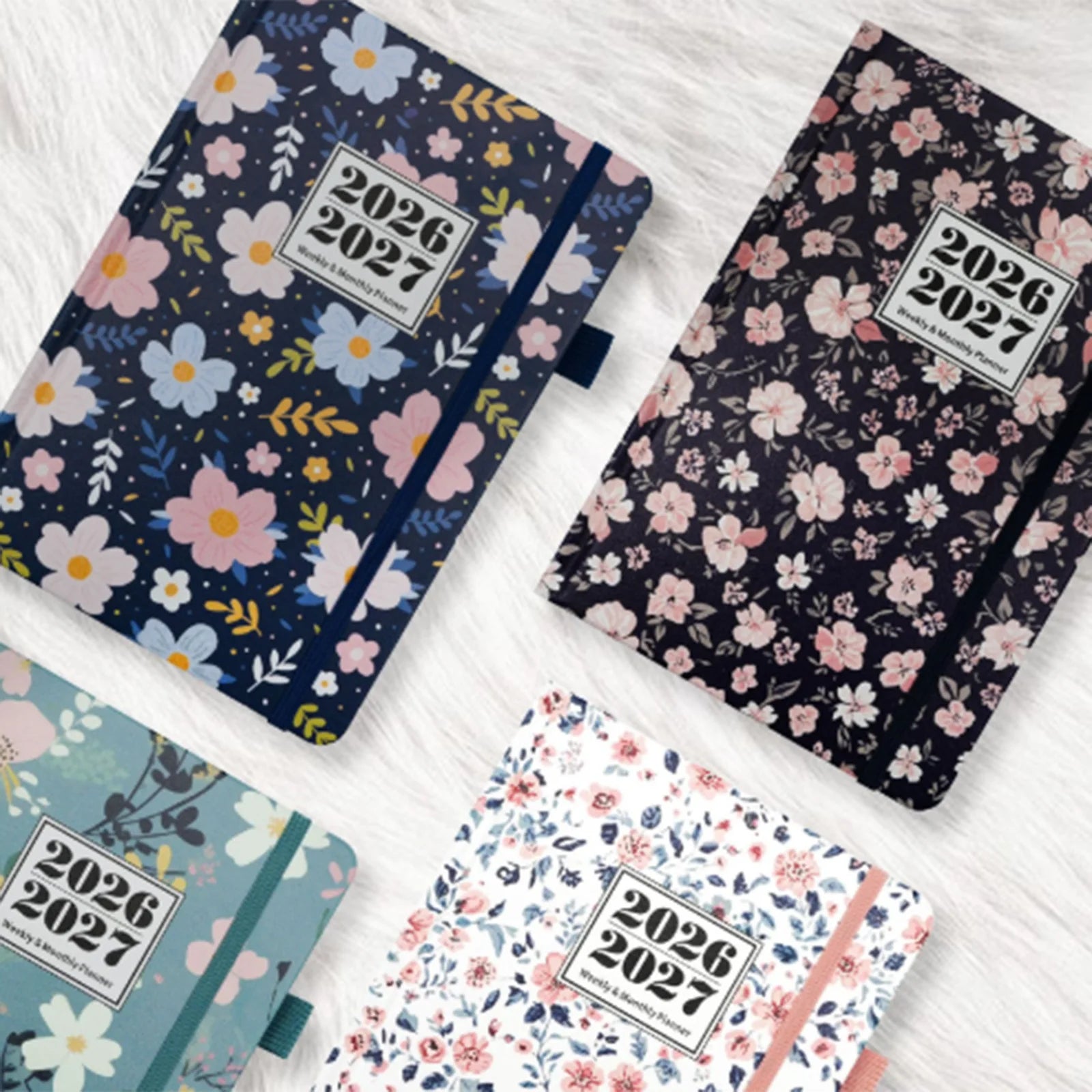 2026 2027 Floral Print Planner Weekly Monthly A5 Size 144 Pages Notebook Academic Daily Yearly Schedule Calendar Flower Design
