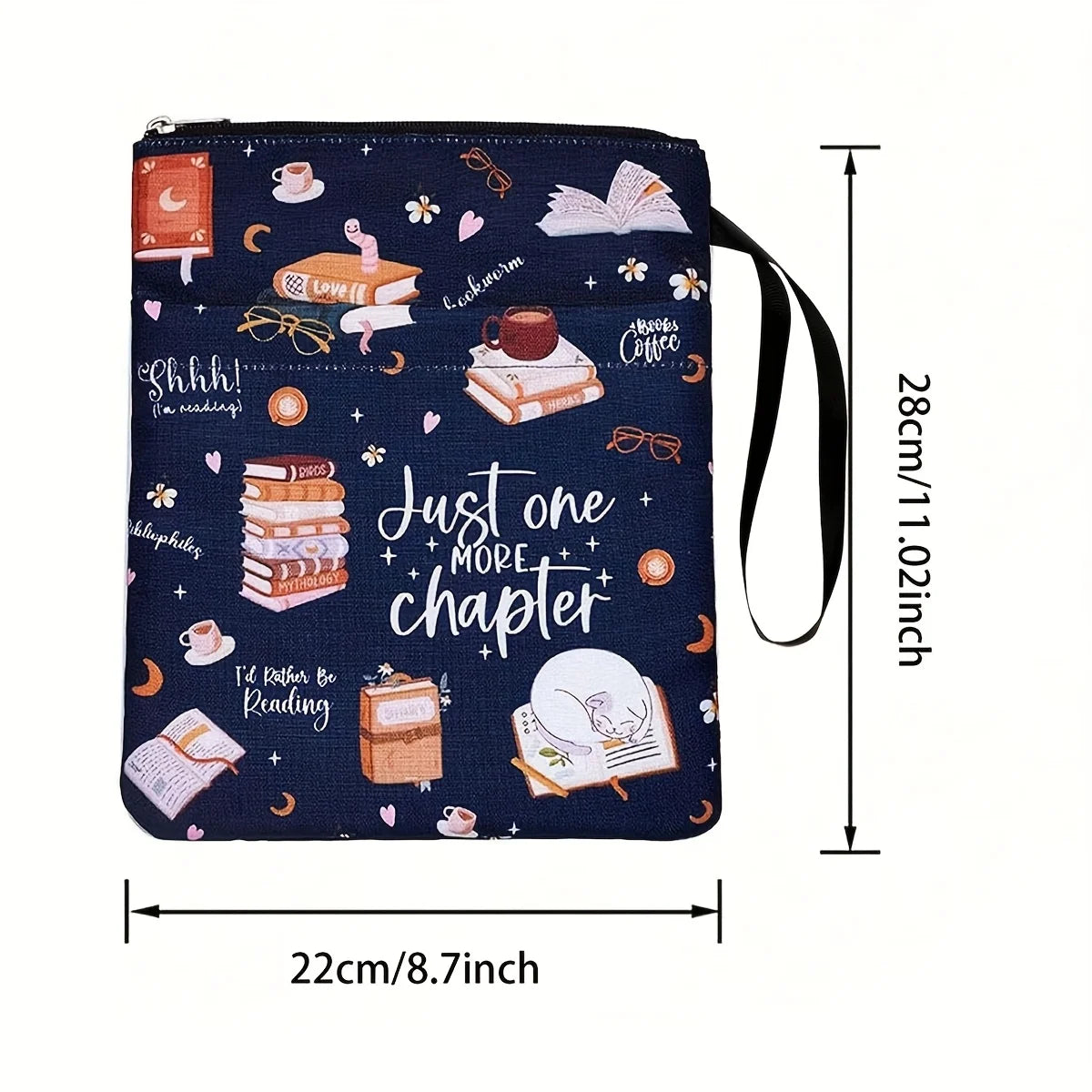 1 "Just Another Chapter" Book Cover with Zipper and Front Pocket - Humorous Illustration, Suitable for Paperback Book Cover