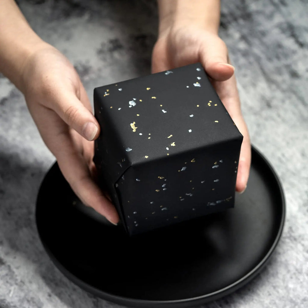Gift Wrapping Paper Roll, 1 Roll 17inch x 120inch, Black Gold Foil Design for Holiday, Birthday, Wedding, Party