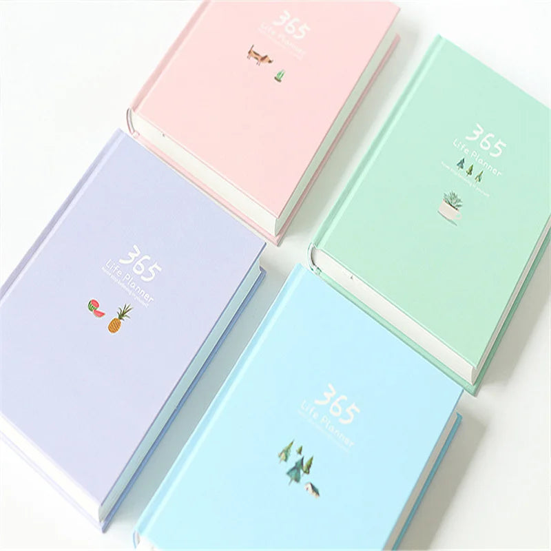 365 Planner Agenda Notebook Colorful Inner Page Illustration Yearly Daily Plan Journal Diary Book Record Life Stationery Gifts