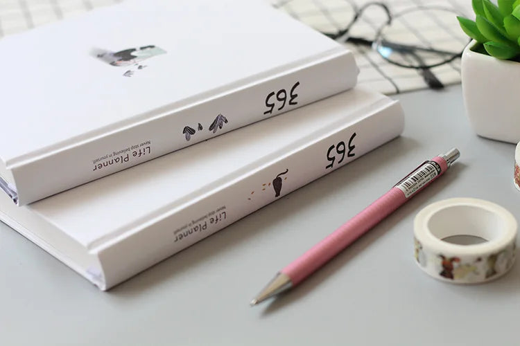 365 Planner Agenda Notebook Colorful Inner Page Illustration Yearly Daily Plan Journal Diary Book Record Life Stationery Gifts