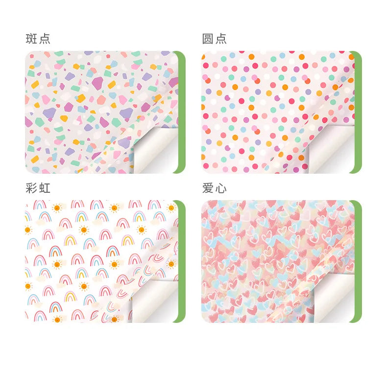 Fold 50*70cm Gift Wrapping Paper Christmas Gift Love Rainbow Gravel Valentine's Day Gift Paper Wrapper Wholesale Paper Craft