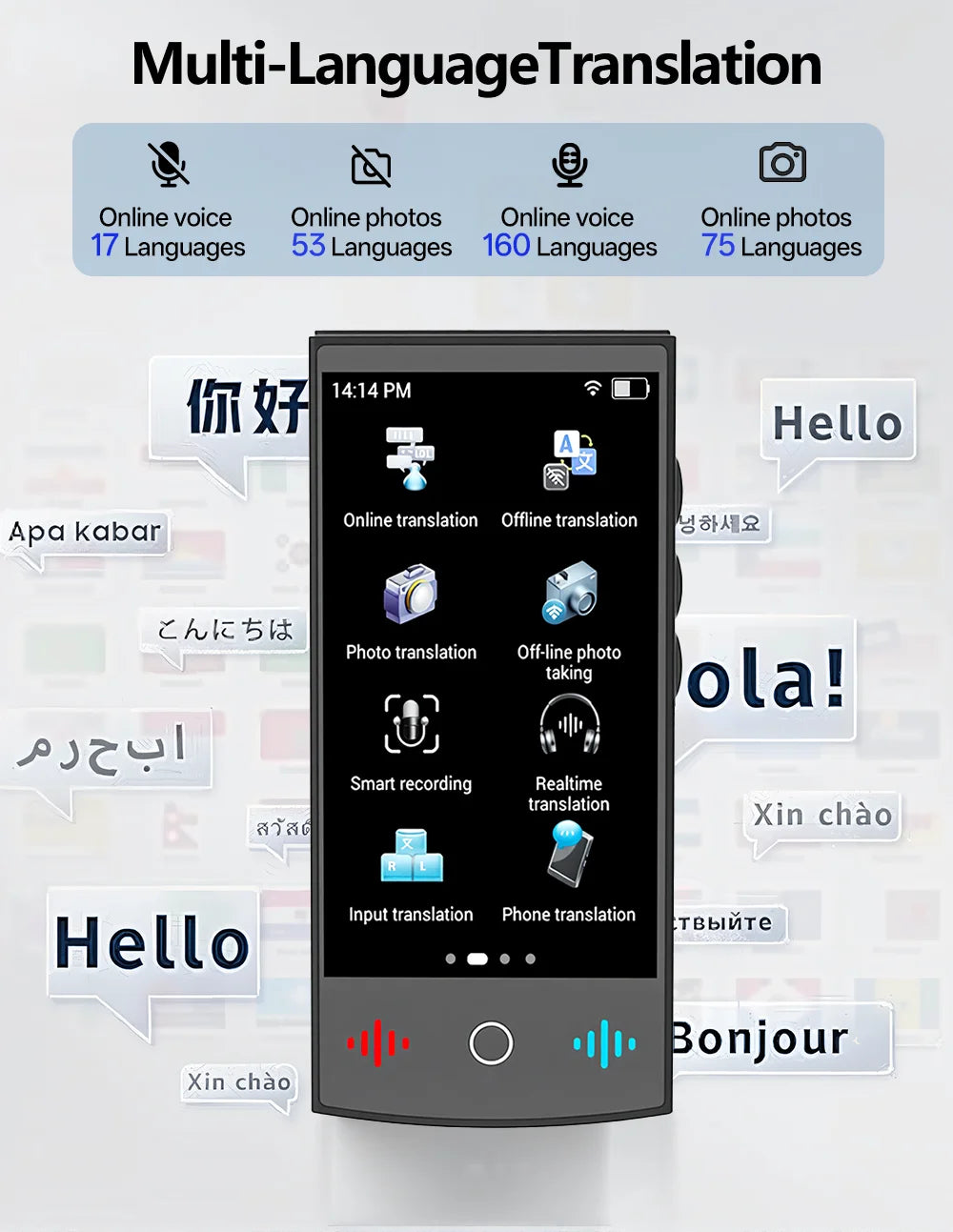 MSAI T26 160 Languages Voice Translator Online Photo 75 Languages Audio Translate 115 Offline Real Time Translation for Travel