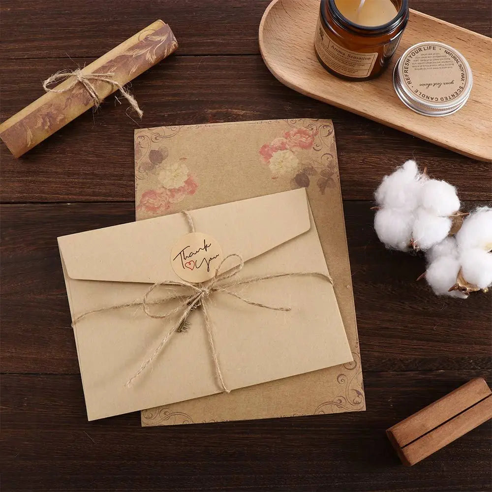 Stationery Flower Desig Letter Paper Craft Paper Kraft Paper Old Europe Style Letter Pad Writing Paper Retro Vintage Envelope