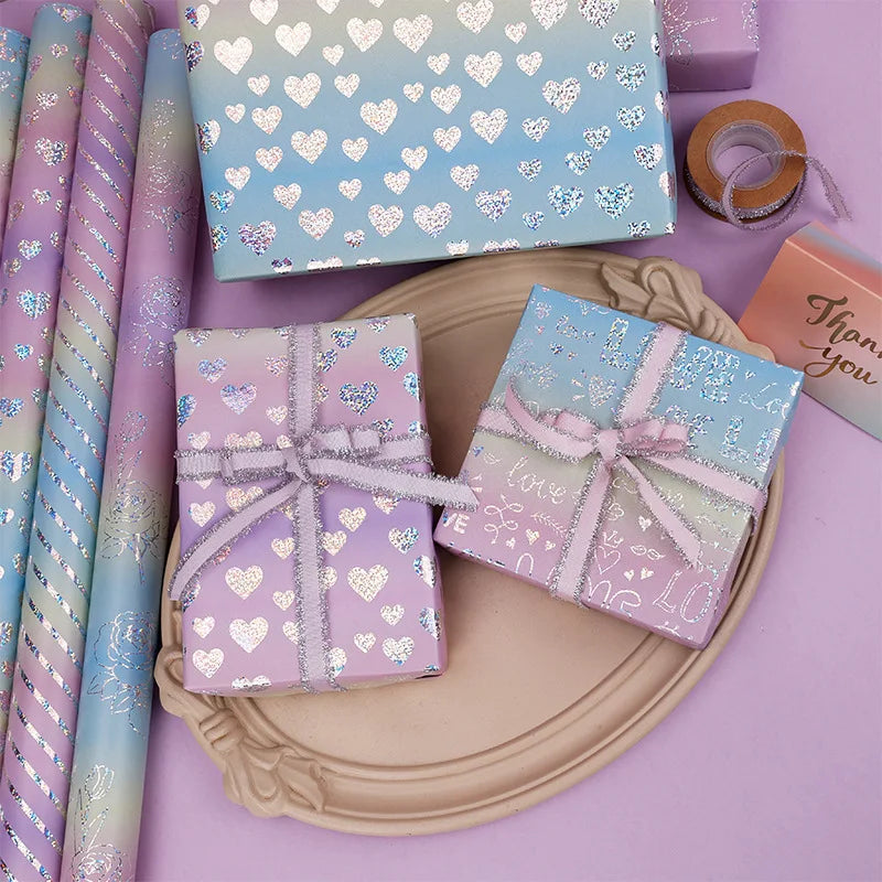 Wrapping Paper Iridescent Iridescent Gift Wrap Roll Confetti Gift Wrap Rainbow Holographic Birthday Wrapping Paper For Girls