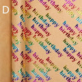 43x300cm Happy Birthday Valentine's Day Gift Wrapping Paper Retro Yellow Kraft Paper Colorful Bronzing Wrapping Paper