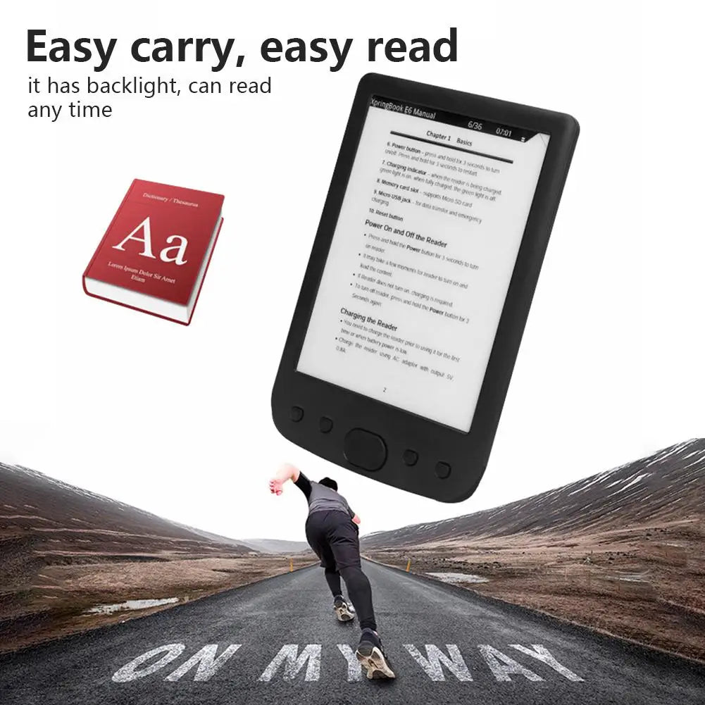 Original E-Book Reader, 6-In Glare-Free Clear Display E-Ink Screen, With 8GB Built-in Storage & Supports TF Card, Mini E-Reader
