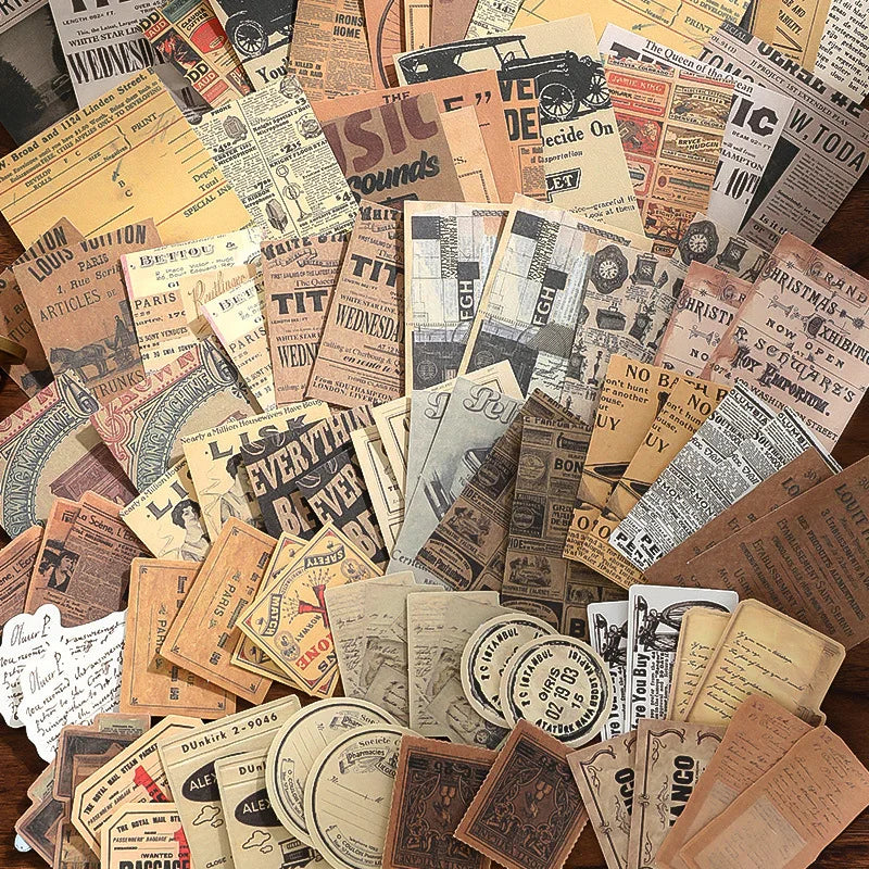 100 sheets - vintage American-themed material paper, guestbook, planner material, DIY scrapbooking