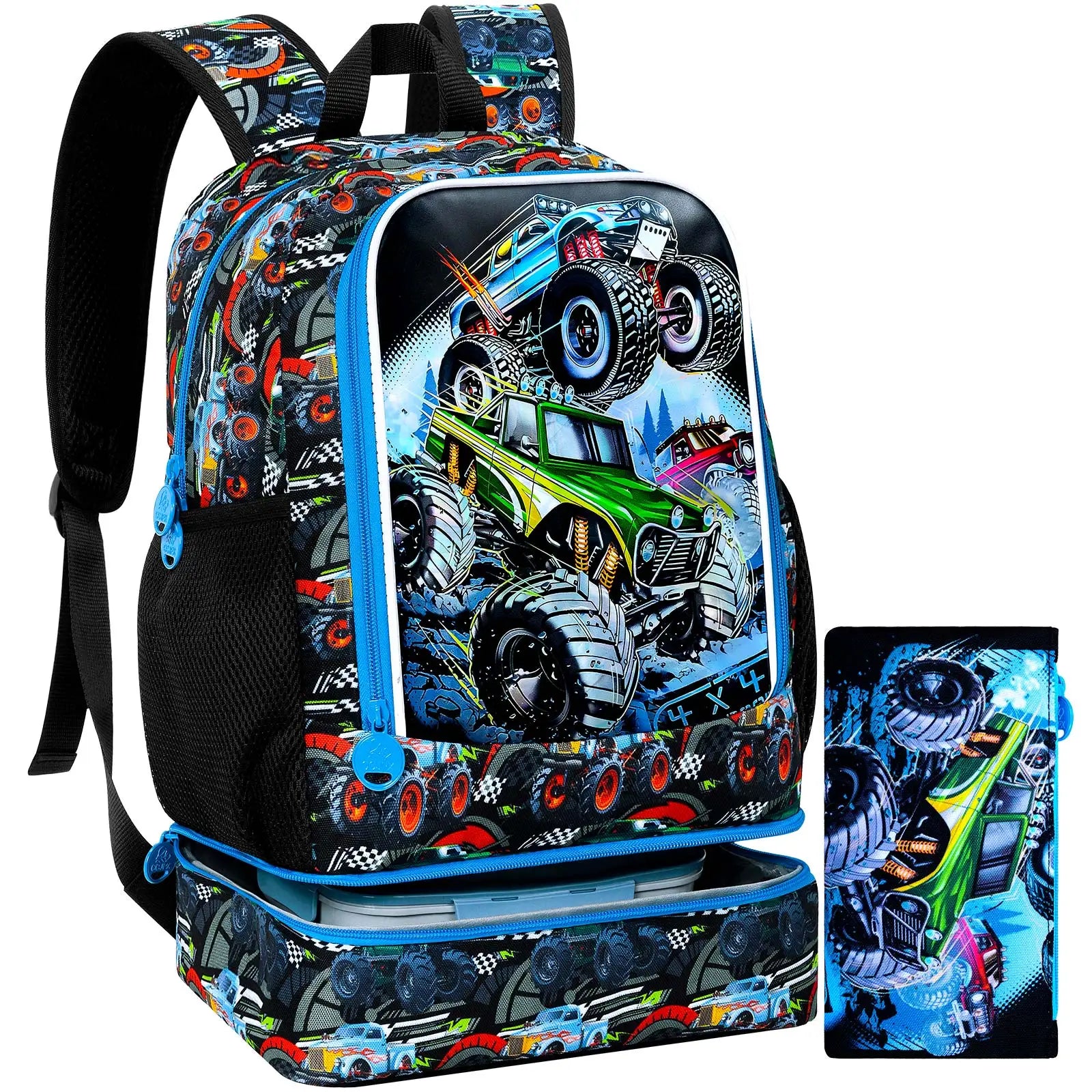 Kids Backpack for Boys, 16" Kids Bookbag, School Bag for Elementary Preschool Toddler-Green dinosaur
