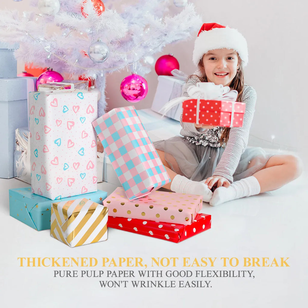 Elegant Wrapping Paper Xmas Packaging Christmas Gifts Shower Retro Love Birthday