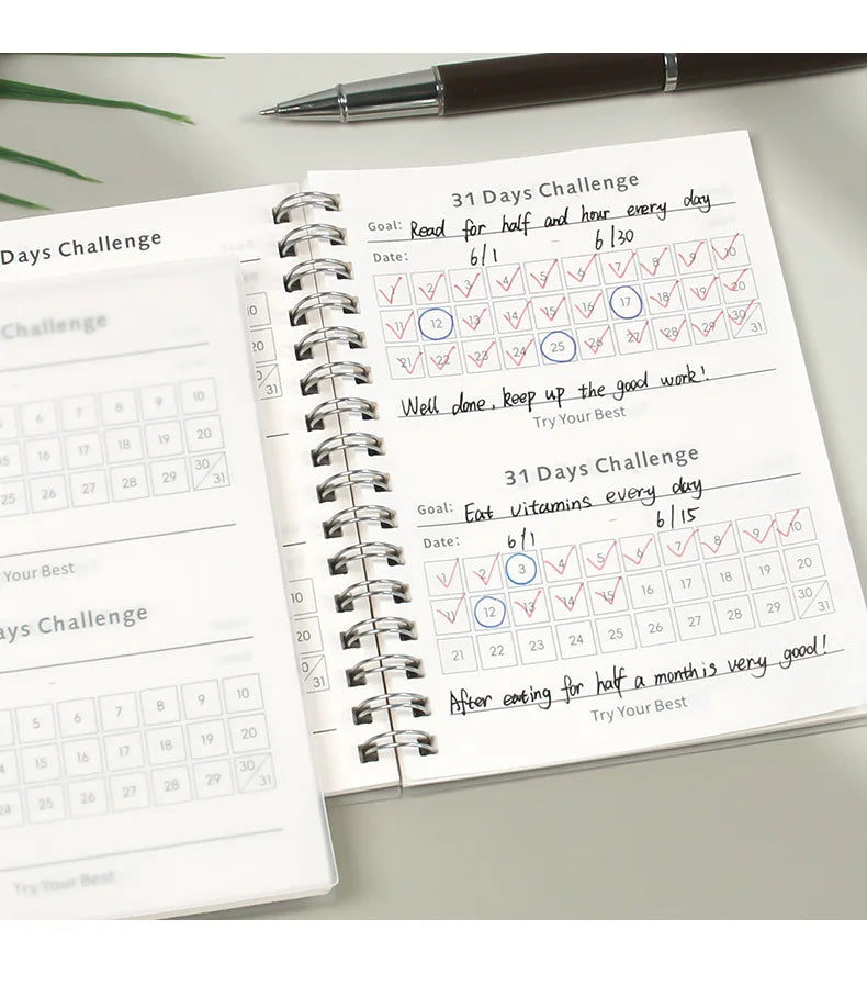 31 Days Planner Daily Challenge Notepad Self-Discipline Checklist Self-adhesive Memo Pads Mini Pocket Checklist Writing Pads