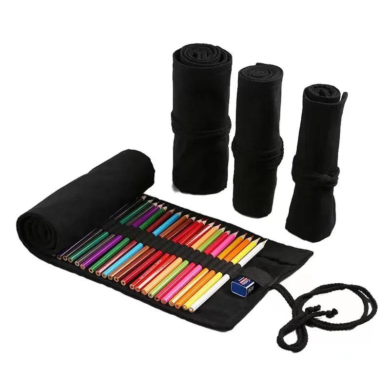 1PC Canvas pencil case - Simple and atmospheric design, colorful lead sketch pencil case for artists students and offices to use