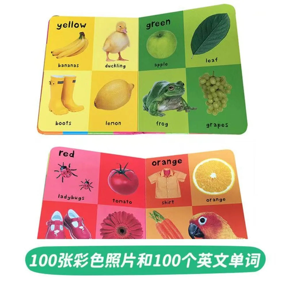 First 100 English Words Cardboard Book Language Learning Aids Vocabulary Building Bedtime Reading Learn to Read for Preschool