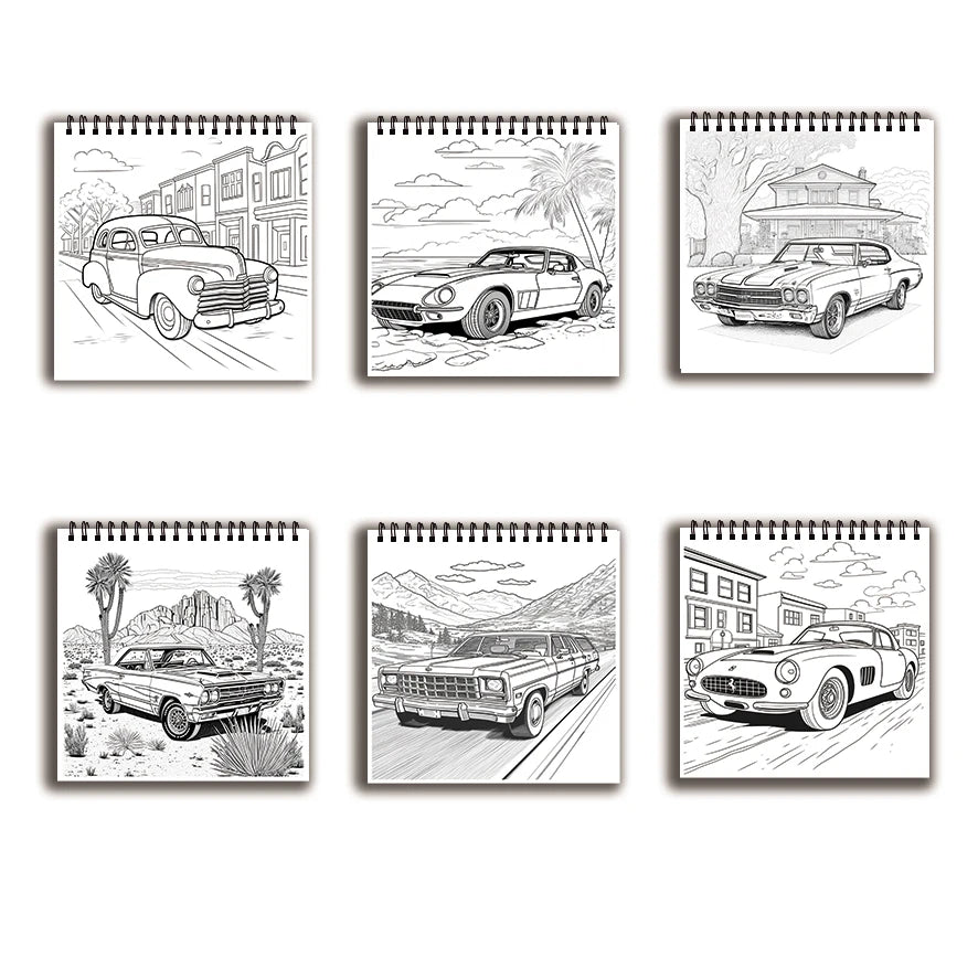 Coloring Book - 7.87 x 7.87 inches 32 pages car coloring book - ideal gift for family or friends