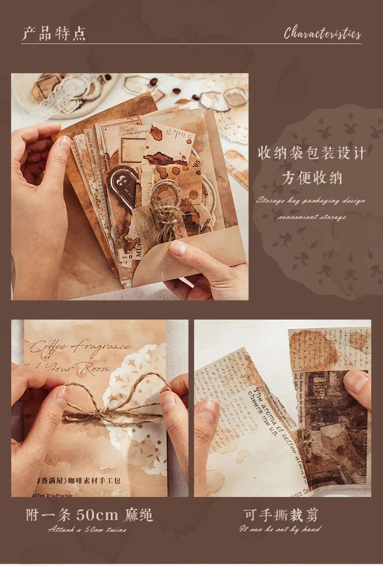 65 pcs/pack Coffee stain Style Decorative paper handmade DIY Diary Scrapbooking Background paper craft paper