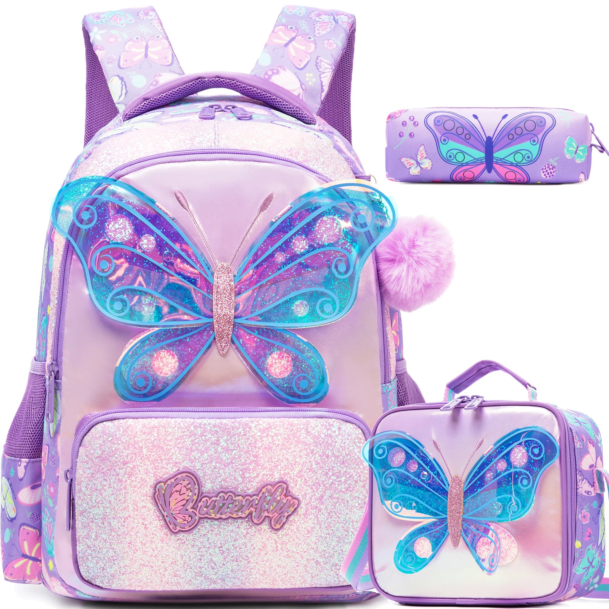 kids backpacks with Lunch Bag for girls 3pcs girls bookbag and Lunch Box Set for Elementary Middle School